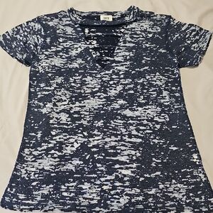 BKE Navy and Sheer Short Sleeve Tee